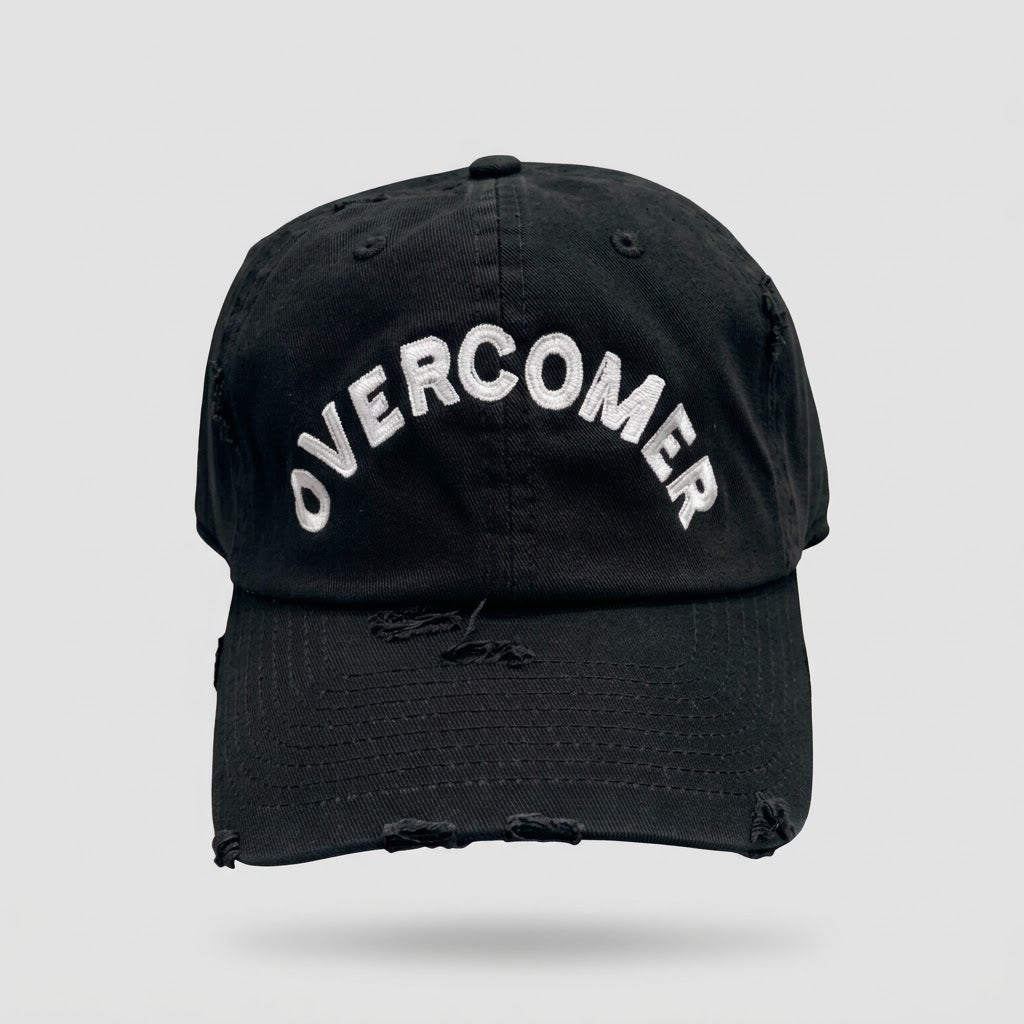 Overcomer distressed Navy Blue Dad cap