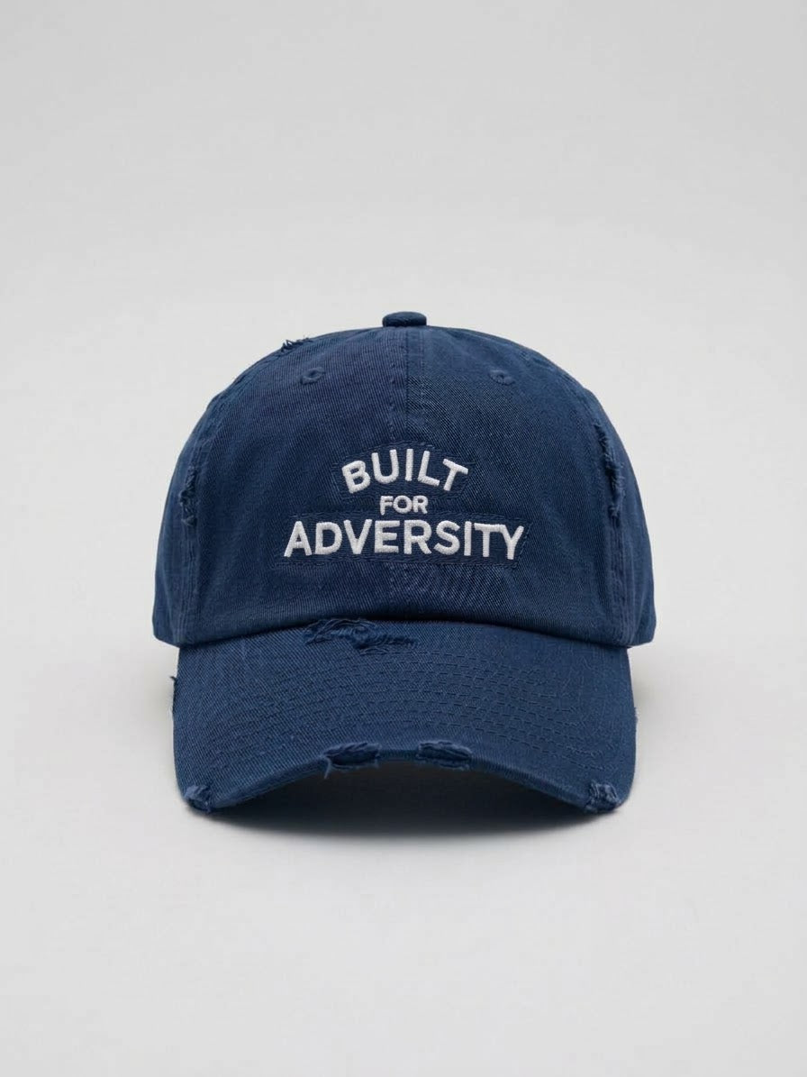 Built for Adversity distressed Navy Blue Dad Cap