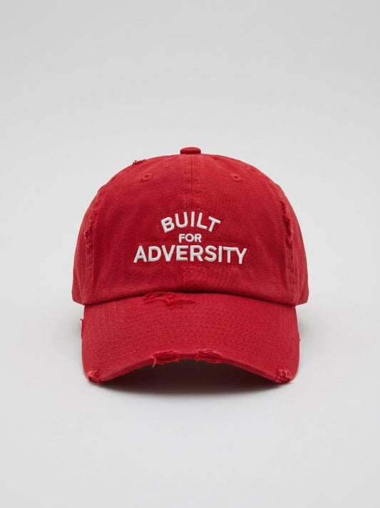 Built for Adversity distressed Red Dad Cap