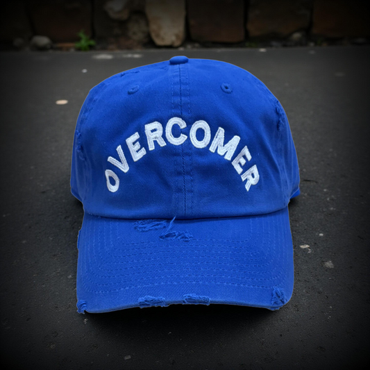 Royal Blue Distressed Overcomer Cap
